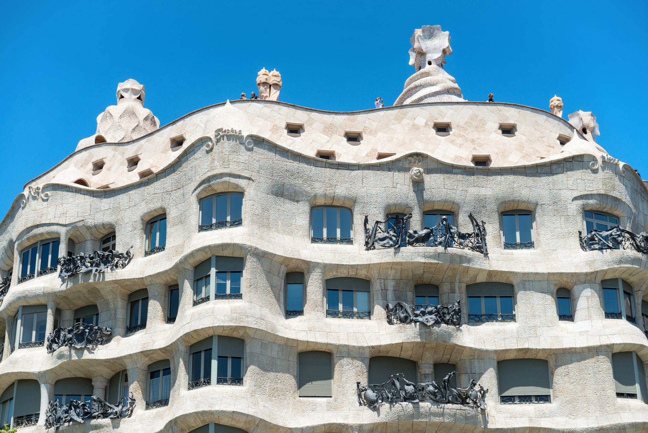 Facade of Casa Mila in Barcelona