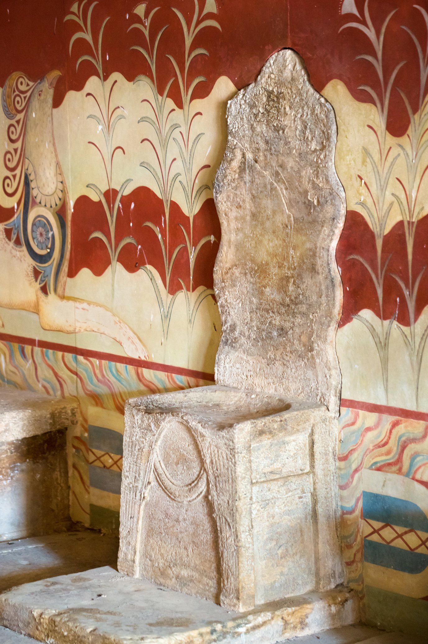 The throne of Minoan palace in Knossos, Crete (Greece)