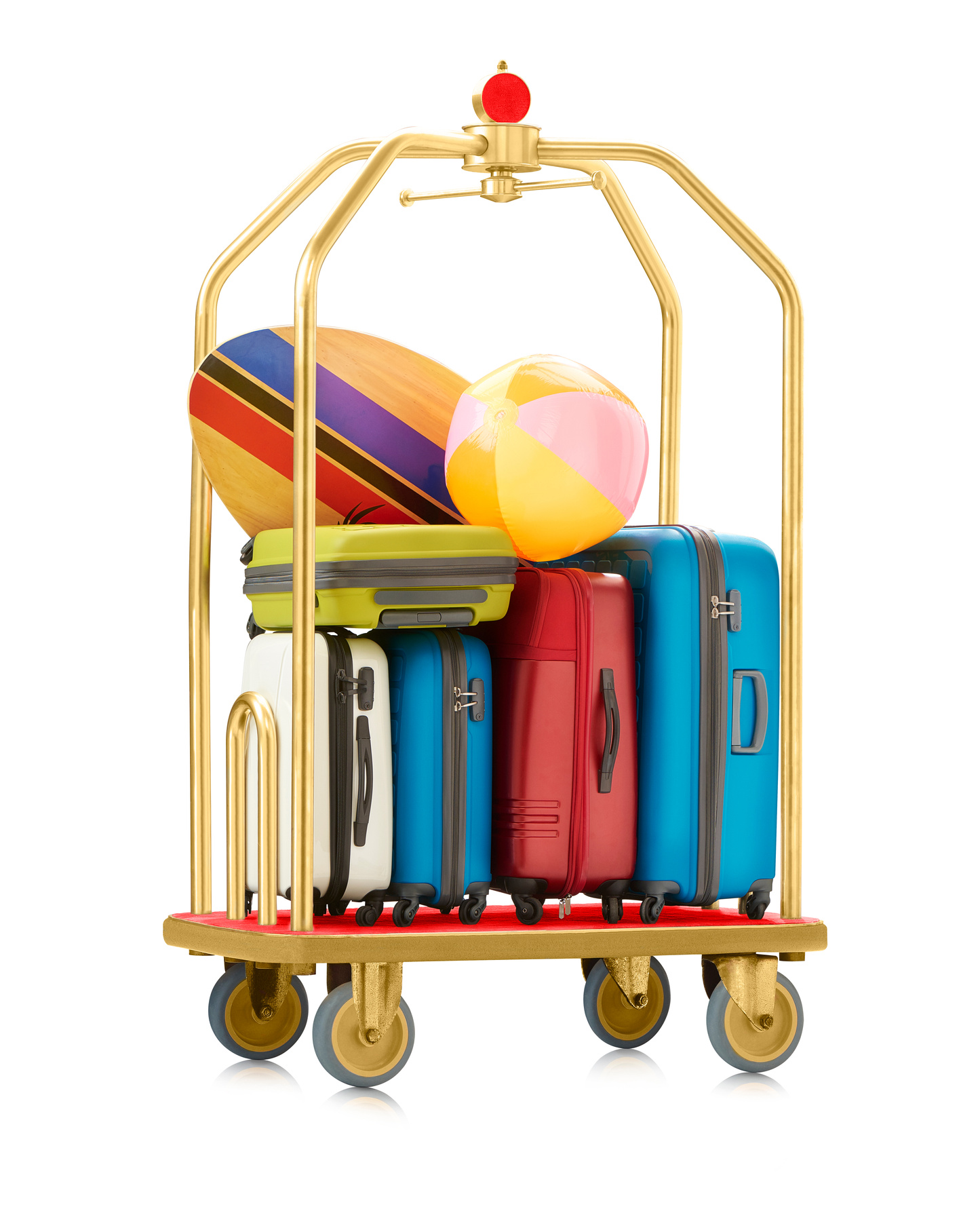 loaded luggage trolley