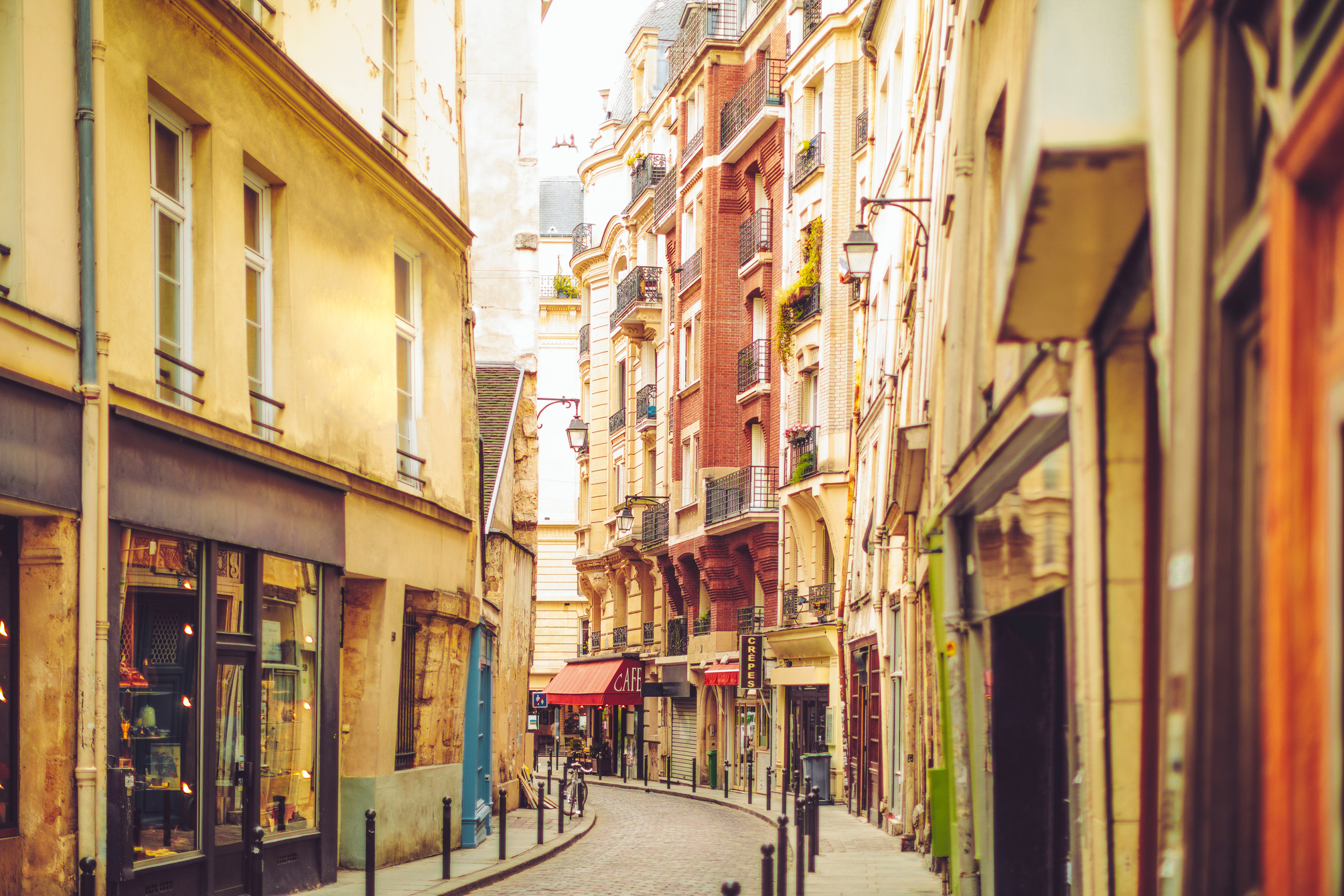 Charming little street at Latin Quarter in Paris