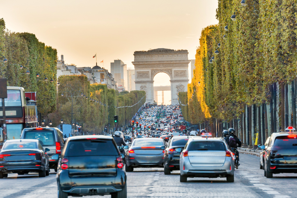 Avenue des Champs-Elysees and Arc de Triomph