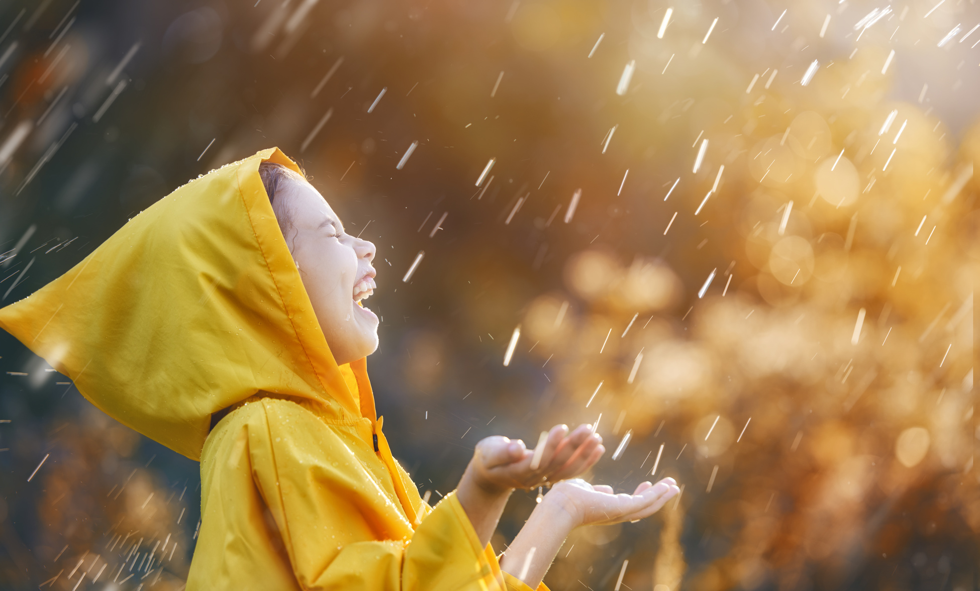 Child under Autumn Rain