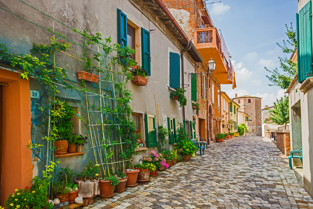 Italian street in a small provincial town of Tuscan